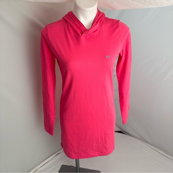 Southern Tide Bloom Pink hooded long sleeve t-shirt dress - Picture 1 of 10